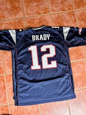 Reebok Tom Brady #12 Navy Football Jersey xl